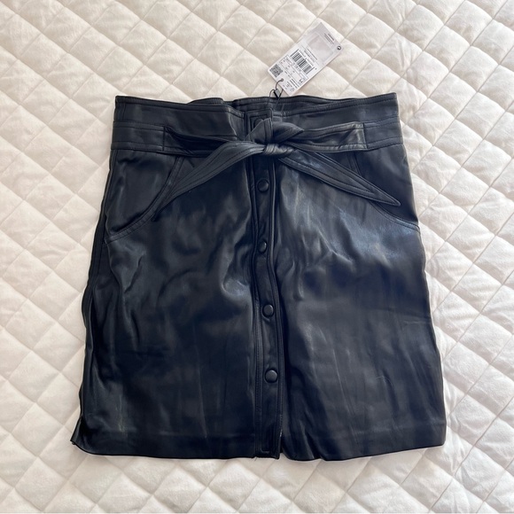 NWT Mango ASOS taux leather wrap skirt in black Medium - Picture 3 of 8